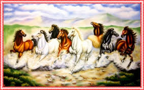 Tranh thêu chữ thập 5 con ngựa